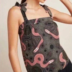 Corey Lynn Calter x Anthropologie Ibiza Black Snake Print Tank Top size XS